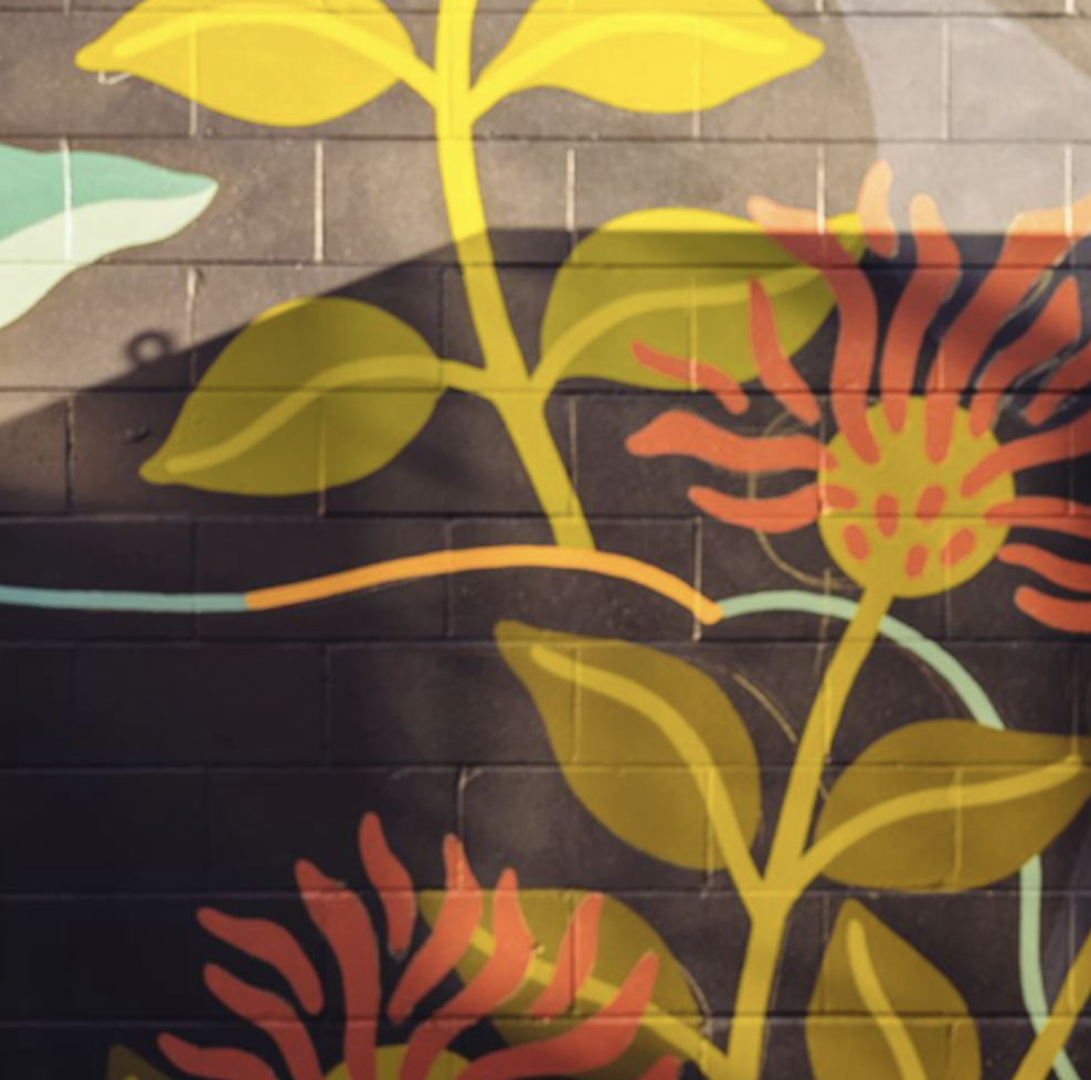Flowers painted on a wall
